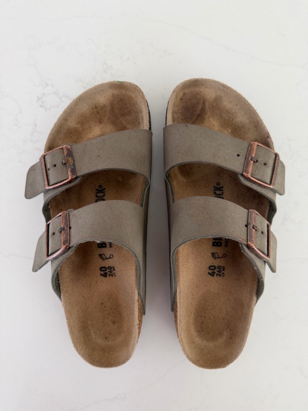Birkenstock Arizona Double Strap Sandals in Gray-Brown